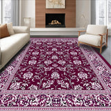 Ultra Soft Area Rug, Non Slip, Stain Resistant, Washable Area Rugs for Living Room, Bedroom, Dark Purple Botanical Inspiration(Purple)
