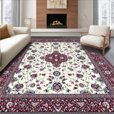 Ultra Soft Area Rug, Non Slip, Stain Resistant, Washable Area Rugs for Living Room, Bedroom, Contemporary Vibrant Trellis Design(White)