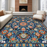 Ultra Soft Area Rug, Non Slip, Stain Resistant, Washable Area Rugs for Living Room, Bedroom, Dynamic Color Splash Medallion Style(Blue)