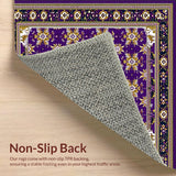 Ultra Soft Area Rug, Non Slip, Stain Resistant, Washable Area Rugs for Living Room, Bedroom, Elegant Floral Area(Purple)