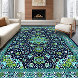 Ultra Soft Area Rug, Non Slip, Stain Resistant, Washable Area Rugs for Living Room, Bedroom, Chic Dark Blue Trellis Style(Blue)