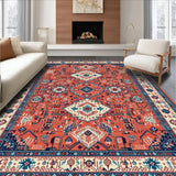 Ultra Soft Area Rug, Non Slip, Stain Resistant, Washable Area Rugs for Living Room, Bedroom, Chic Trellis Pattern with Depth(Orange)