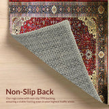 Ultra Soft Area Rug, Non Slip, Stain Resistant, Washable Area Rugs for Living Room, Bedroom, Chic Geometric Red and Cream Fusion(Red)