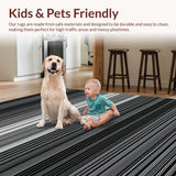 Ultra Soft Area Rug, Non Slip, Stain Resistant, Washable Area Rugs for Living Room, Bedroom, Elegant Monochrome Geometric Style(Black)