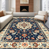 Ultra Soft Area Rug, Non Slip, Stain Resistant, Washable Area Rugs for Living Room, Bedroom, Bright Floral Lattice Visual(Blue)