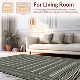 Ultra Soft Area Rug, Non Slip, Stain Resistant, Washable Area Rugs for Living Room, Bedroom, Chic Black Ivory Trellis Aesthetic(Gray)