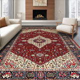 Ultra Soft Area Rug, Non Slip, Stain Resistant, Washable Area Rugs for Living Room, Bedroom, Timeless Vintage Medallion Artistry(Red)