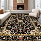 Ultra Soft Area Rug, Non Slip, Stain Resistant, Washable Area Rugs for Living Room, Bedroom, Elegant Earthy Botanical Motif(Black)