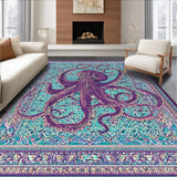 Ultra Soft Area Rug, Non Slip, Stain Resistant, Washable Area Rugs for Living Room, Bedroom, Undersea Creature Carpet:  Intricate Tentacle Art(Purple)