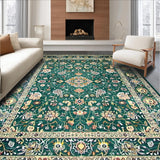 Ultra Soft Area Rug, Non Slip, Stain Resistant, Washable Area Rugs for Living Room, Bedroom, Eclectic Vintage Floral Arrangement(Green)