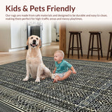 Ultra Soft Area Rug, Non Slip, Stain Resistant, Washable Area Rugs for Living Room, Bedroom, Sleek Minimalist Diamond Motif(Gray)