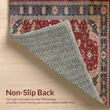 Ultra Soft Area Rug, Non Slip, Stain Resistant, Washable Area Rugs for Living Room, Bedroom, Vibrant Boho Tiled Arrangement(Red)