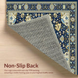 Ultra Soft Area Rug, Non Slip, Stain Resistant, Washable Area Rugs for Living Room, Bedroom, Classic Tiled Floral Presentation(Blue)