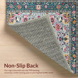 Ultra Soft Area Rug, Non Slip, Stain Resistant, Washable Area Rugs for Living Room, Bedroom, Chic Vintage Floral Arrangement(Gray)