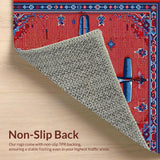 Ultra Soft Area Rug, Non Slip, Stain Resistant, Washable Area Rugs for Living Room, Bedroom, Rustic Military Aircraft Inspiration(Red)