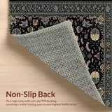 Ultra Soft Area Rug, Non Slip, Stain Resistant, Washable Area Rugs for Living Room, Bedroom, Dark Elegant Abstract Motif(Black)