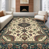 Ultra Soft Area Rug, Non Slip, Stain Resistant, Washable Area Rugs for Living Room, Bedroom, Chic Vintage Ogee Pattern Display(Beige)