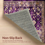 Ultra Soft Area Rug, Non Slip, Stain Resistant, Washable Area Rugs for Living Room, Bedroom, Stylish Symmetrical Floral Design(Purple)