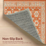 Ultra Soft Area Rug, Non Slip, Stain Resistant, Washable Area Rugs for Living Room, Bedroom, Vivid Herringbone Patterned Elegance(Orange)