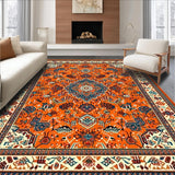 Ultra Soft Area Rug, Non Slip, Stain Resistant, Washable Area Rugs for Living Room, Bedroom, Modern Warm Tones Artful Layout(Orange)