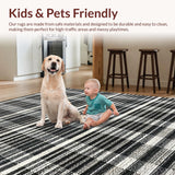 Ultra Soft Area Rug, Non Slip, Stain Resistant, Washable Area Rugs for Living Room, Bedroom, Welcoming Striped Front Door Rug for Modern Farmhouse Aesthetic(Black)
