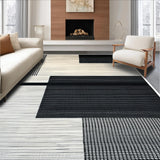 Ultra Soft Area Rug, Non Slip, Stain Resistant, Washable Area Rugs for Living Room, Bedroom, Monochromatic Abstract Wool Rug for Minimalist Decor(Black)