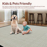 Ultra Soft Area Rug, Non Slip, Stain Resistant, Washable Area Rugs for Living Room, Bedroom, Subtle Black Cotton Contrast(White)
