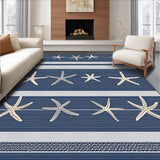 Ultra Soft Area Rug, Non Slip, Stain Resistant, Washable Area Rugs for Living Room, Bedroom, Serene Oceanic Striped Aesthetic(Blue)