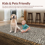 Ultra Soft Area Rug, Non Slip, Stain Resistant, Washable Area Rugs for Living Room, Bedroom, Sleek Modern Safari Style(Brown)