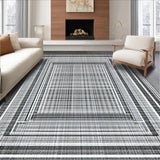 Ultra Soft Area Rug, Non Slip, Stain Resistant, Washable Area Rugs for Living Room, Bedroom, Dynamic Pinstripe Pattern, Crisp Linear Contrasts, Flat Design(Gray)