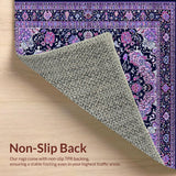 Ultra Soft Area Rug, Non Slip, Stain Resistant, Washable Area Rugs for Living Room, Bedroom, Eclectic Vintage Colorful Motif(Blue)