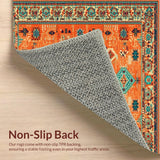Ultra Soft Area Rug, Non Slip, Stain Resistant, Washable Area Rugs for Living Room, Bedroom, Lively Orange Tiled Motif(Orange)