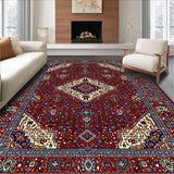 Ultra Soft Area Rug, Non Slip, Stain Resistant, Washable Area Rugs for Living Room, Bedroom, Vintage Floral Elegance(Red)