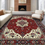 Ultra Soft Area Rug, Non Slip, Stain Resistant, Washable Area Rugs for Living Room, Bedroom, Elegant Colorful Symmetrical Design(Red)