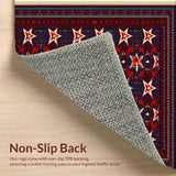 Ultra Soft Area Rug, Non Slip, Stain Resistant, Washable Area Rugs for Living Room, Bedroom, Red Blue Pentagram Kitchen Absorbent Mat(Red)