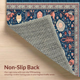 Ultra Soft Area Rug, Non Slip, Stain Resistant, Washable Area Rugs for Living Room, Bedroom, Vibrant Beachy Ogee Pattern(Blue)