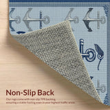 Ultra Soft Area Rug, Non Slip, Stain Resistant, Washable Area Rugs for Living Room, Bedroom, Stylish Gray Nautical Fusion(Blue)