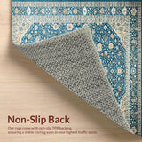 Ultra Soft Area Rug, Non Slip, Stain Resistant, Washable Area Rugs for Living Room, Bedroom, Elegant Intricate Floral Composition(Blue)