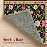 Ultra Soft Area Rug, Non Slip, Stain Resistant, Washable Area Rugs for Living Room, Bedroom, Vibrant Pink and Black Trellis Style(Black)