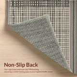 Ultra Soft Area Rug, Non Slip, Stain Resistant, Washable Area Rugs for Living Room, Bedroom, Elegant Charcoal Geometric Overlay(Black)