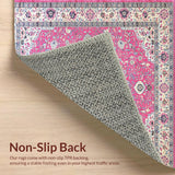 Ultra Soft Area Rug, Non Slip, Stain Resistant, Washable Area Rugs for Living Room, Bedroom, Elegant Pink Floral Medallion(Pink)