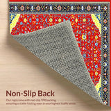 Ultra Soft Area Rug, Non Slip, Stain Resistant, Washable Area Rugs for Living Room, Bedroom, Chic Multicolor Geometric Pattern(Red)