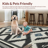 Ultra Soft Area Rug, Non Slip, Stain Resistant, Washable Area Rugs for Living Room, Bedroom, Modern Trellis Farmhouse Entryway Non-Shedding Carpet(Black)