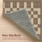 Ultra Soft Area Rug, Non Slip, Stain Resistant, Washable Area Rugs for Living Room, Bedroom, Modern Oversized Checkered Design(Beige)