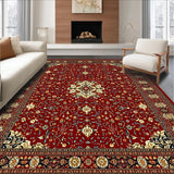Ultra Soft Area Rug, Non Slip, Stain Resistant, Washable Area Rugs for Living Room, Bedroom, Timeless Antique Medallion Aesthetic(Red)