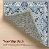 Ultra Soft Area Rug, Non Slip, Stain Resistant, Washable Area Rugs for Living Room, Bedroom, Stylish Ornate Blue Pattern(Gray)