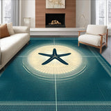Ultra Soft Area Rug, Non Slip, Stain Resistant, Washable Area Rugs for Living Room, Bedroom, Sunlight Beach Beige Radiant Starfish Dark Turquoise(Blue)
