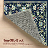 Ultra Soft Area Rug, Non Slip, Stain Resistant, Washable Area Rugs for Living Room, Bedroom, Sophisticated Classic Floral Design(Blue)