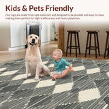Ultra Soft Area Rug, Non Slip, Stain Resistant, Washable Area Rugs for Living Room, Bedroom, Minimalist Neutral Geometric Texture(Beige)