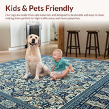 Ultra Soft Area Rug, Non Slip, Stain Resistant, Washable Area Rugs for Living Room, Bedroom, Chic Area with Striking Blue and Beige Abstract Motifs for Spaces(Blue)